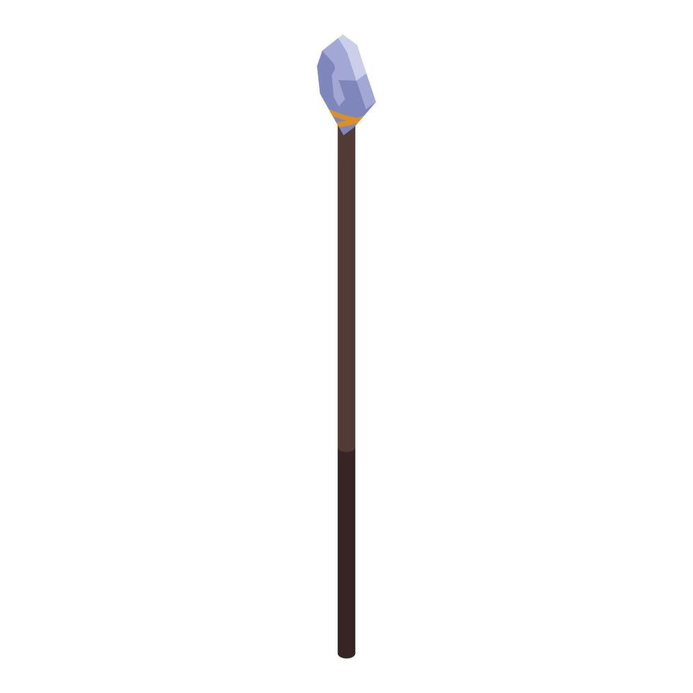 Stone age spear pointing upward on white background vector