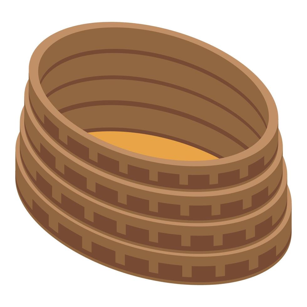 Large empty colosseum arena with wooden benches isometric icon vector