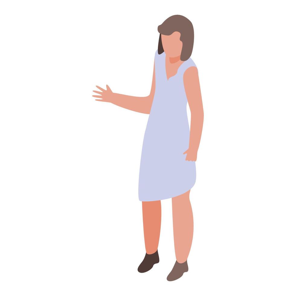 Woman gesturing while explaining something important vector