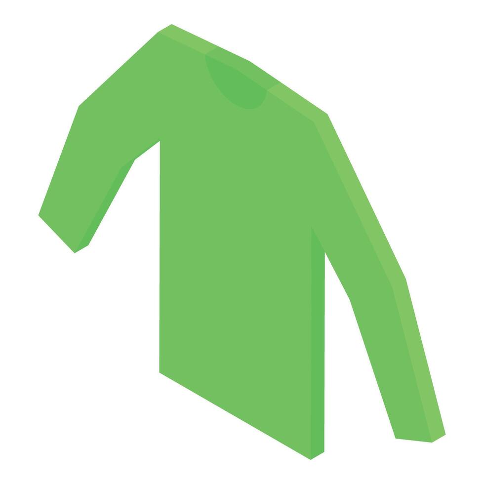 Green long sleeve shirt folded showing front isometric view vector