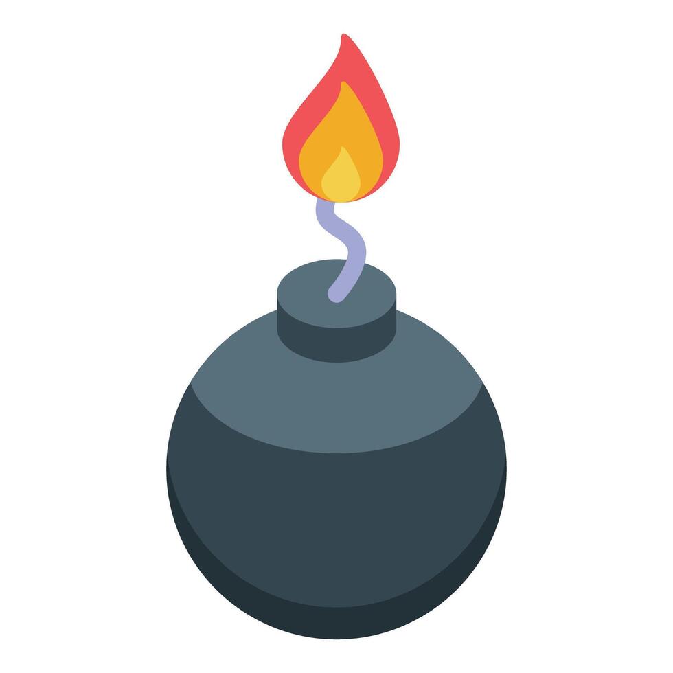 Round bomb is burning with a short fuse vector