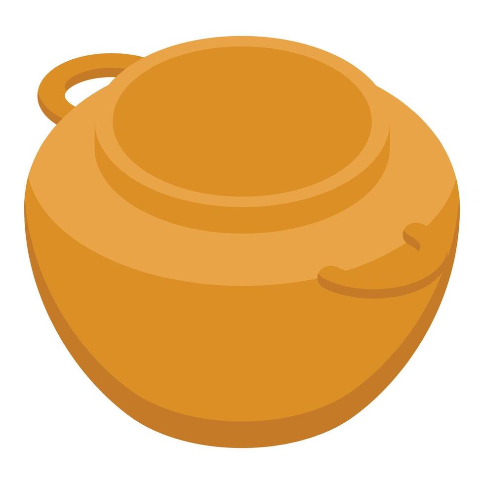 Clay pot with lid open showing empty inside isometric view vector