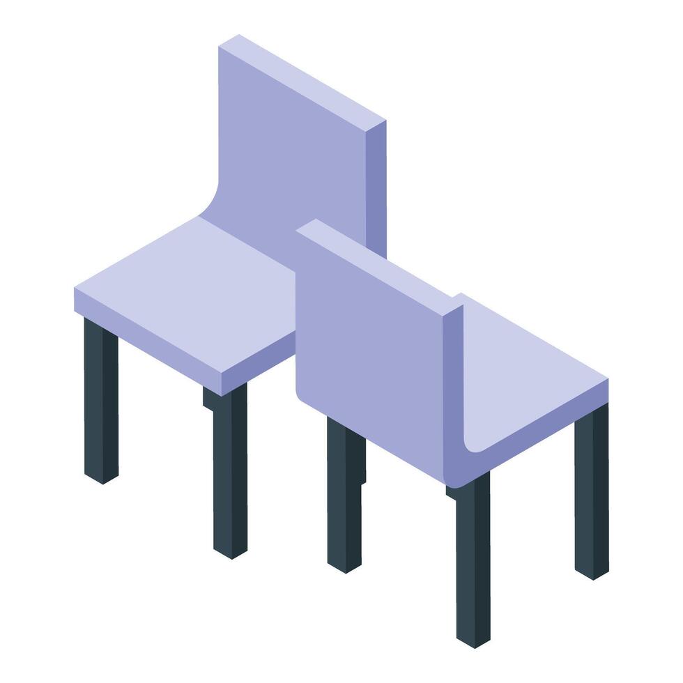 Two modern chairs standing together in isometric view vector