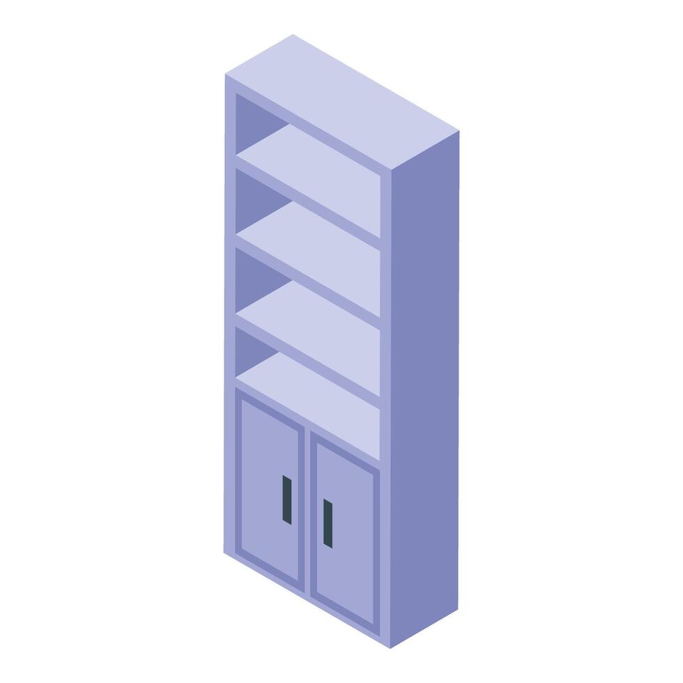 Modern office bookshelf standing in isometric view vector