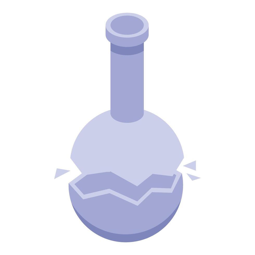 Broken chemistry glass flask isometric icon vector