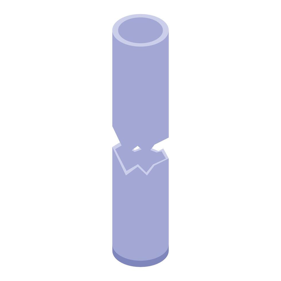 Broken water pipe showing leaking plumbing problem vector