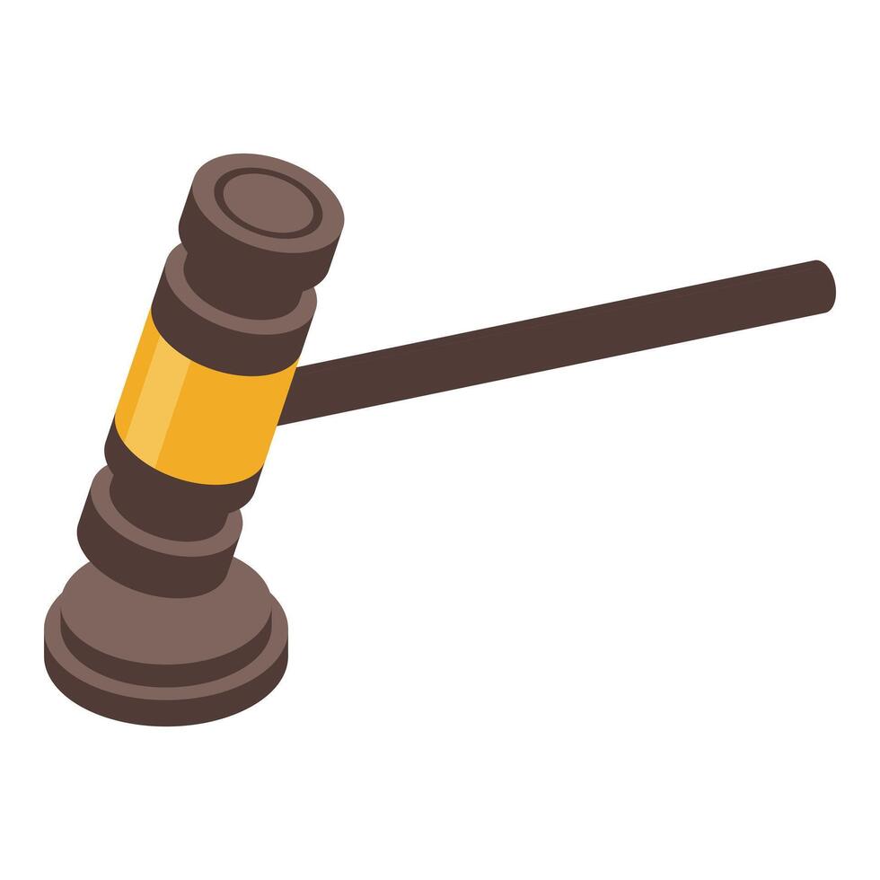 Wooden judge gavel making decision on white background vector