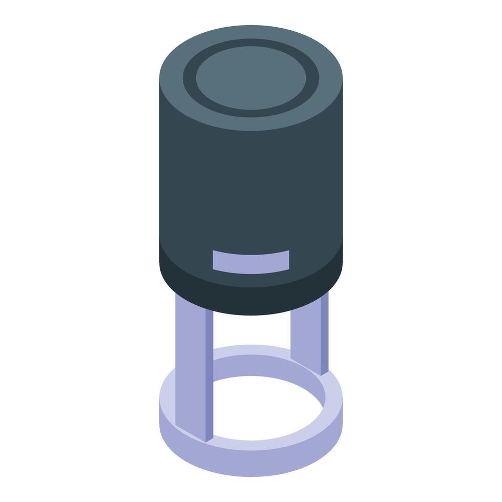 Smart speaker playing music on a stand with touch buttons vector