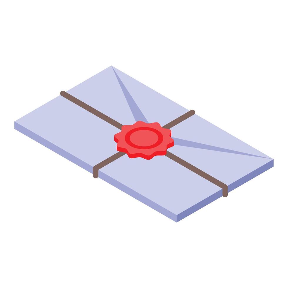 Mail envelope with red wax seal isometric icon vector