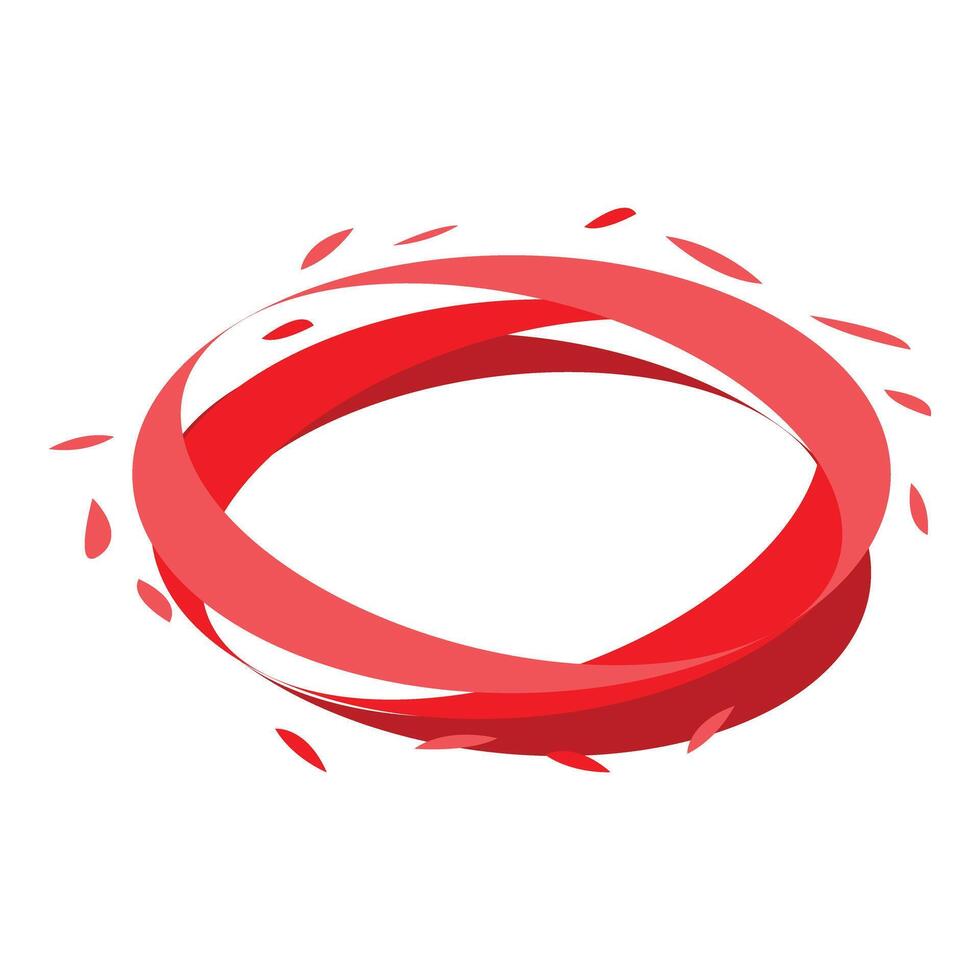 Red oval shape swirling with motion trails on white background vector