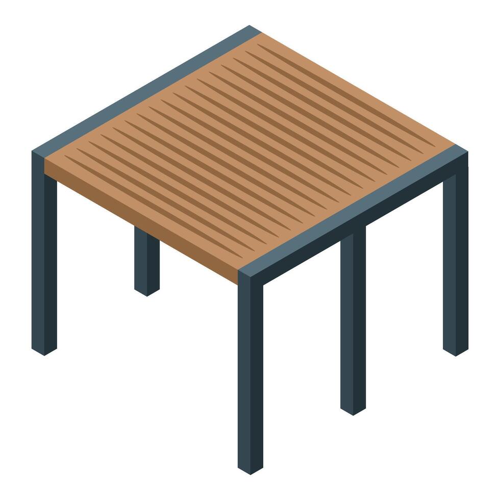 Isometric position of a wooden pergola with metal legs vector
