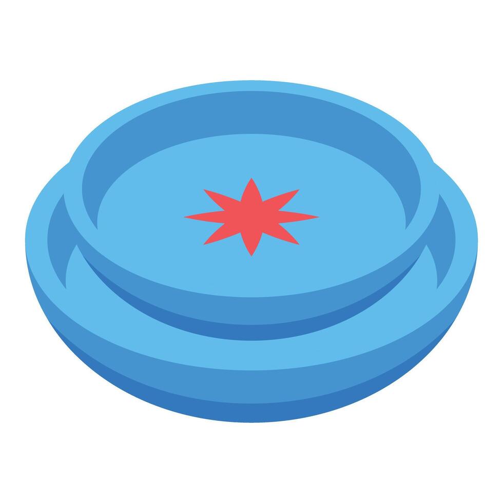 Blue empty pet bowl with red star is waiting for food vector