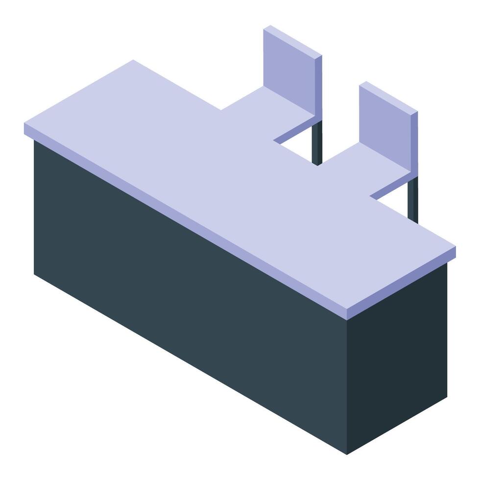 Modern office desk with two chairs isometric view vector