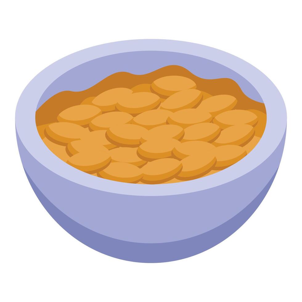 Bowl overflowing with tasty lentils on white background vector