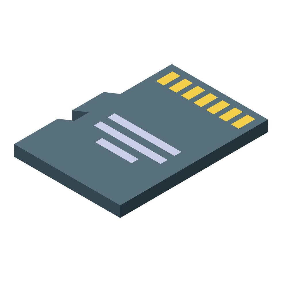 Micro sd card lying on white background isometric view vector
