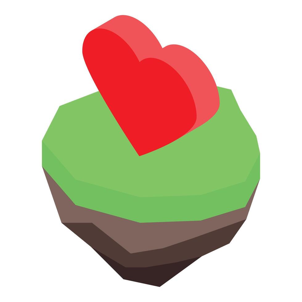 Red heart shape growing from a green island vector