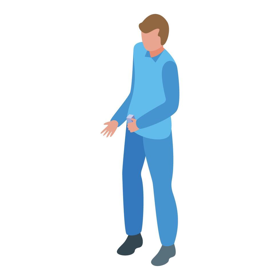 Doctor checking blood sugar level using glucometer device vector