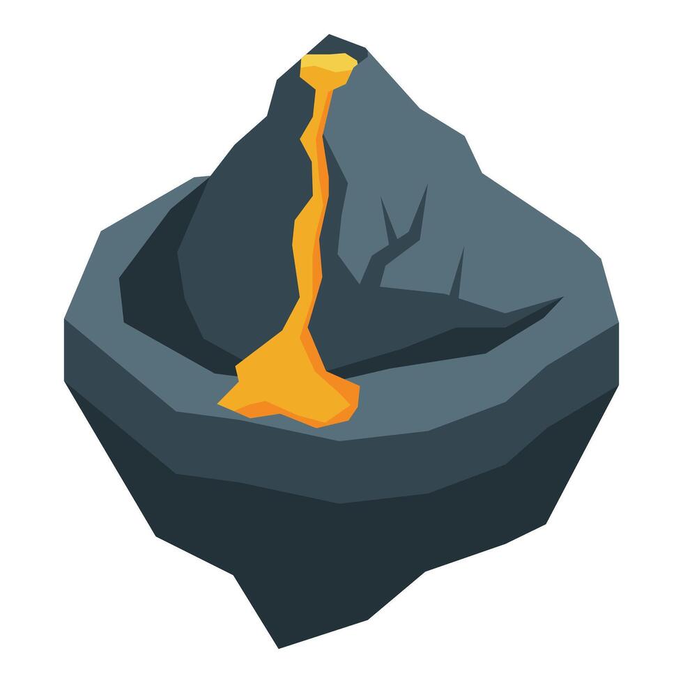Grey volcano erupting molten lava creating crater on surface vector