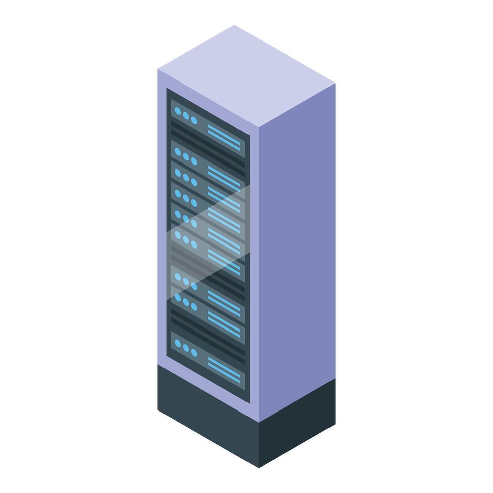 Server rack storing digital information in data center vector