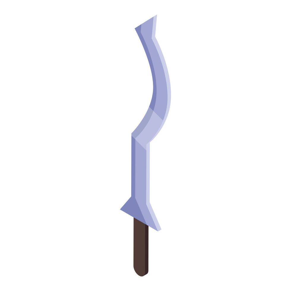 Indonesian wavy blade kopis sword standing upright vector