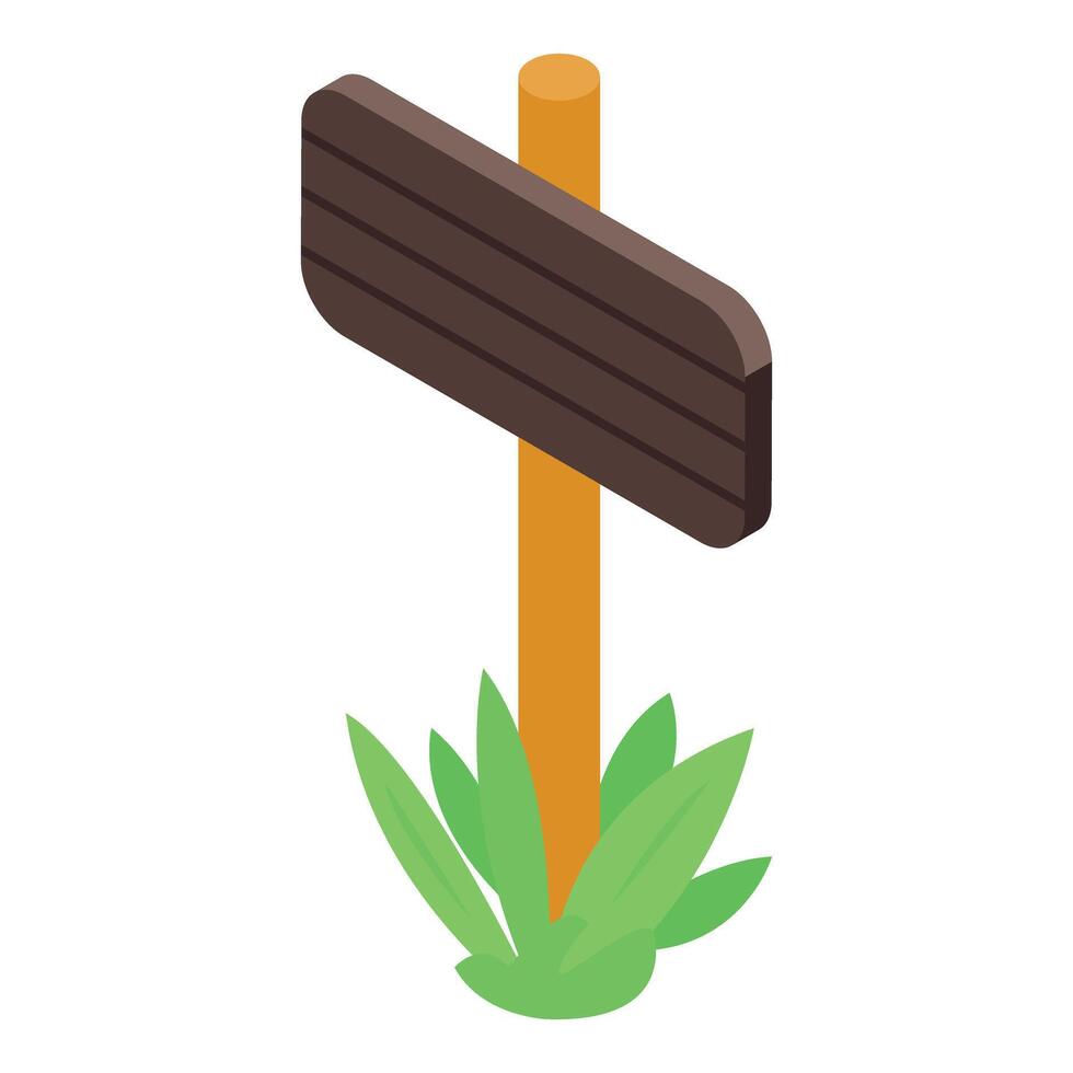 Wooden sign showing direction with green grass growing vector