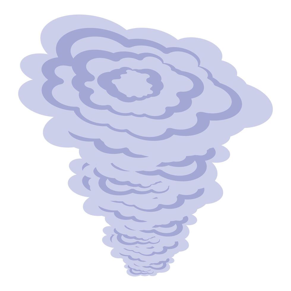 Purple cartoon tornado spinning with clouds forming a funnel vector