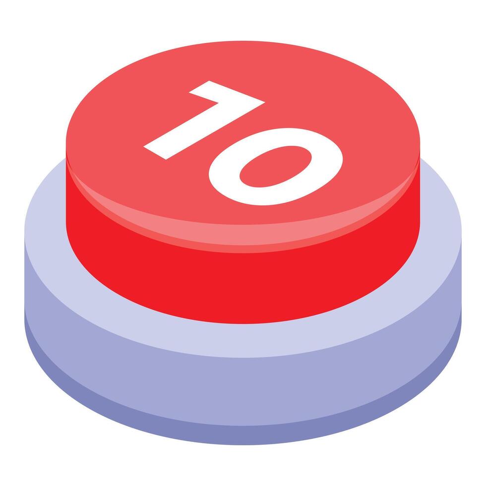Red button showing number ten concept vector