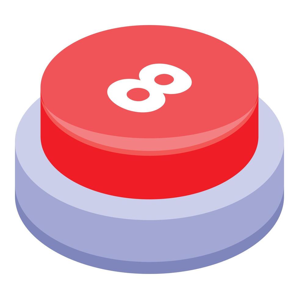 Red button showing number eight for keyboard vector