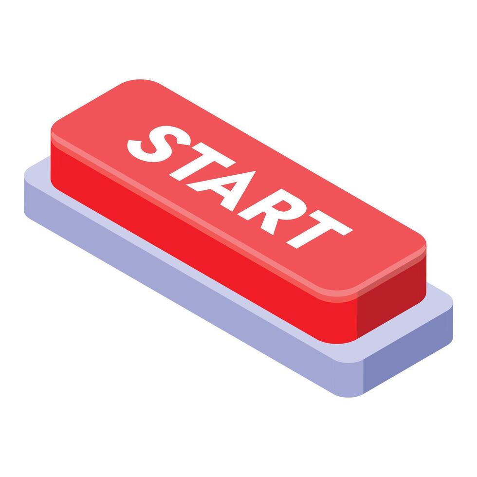 Red button showing the word start for a new beginning vector