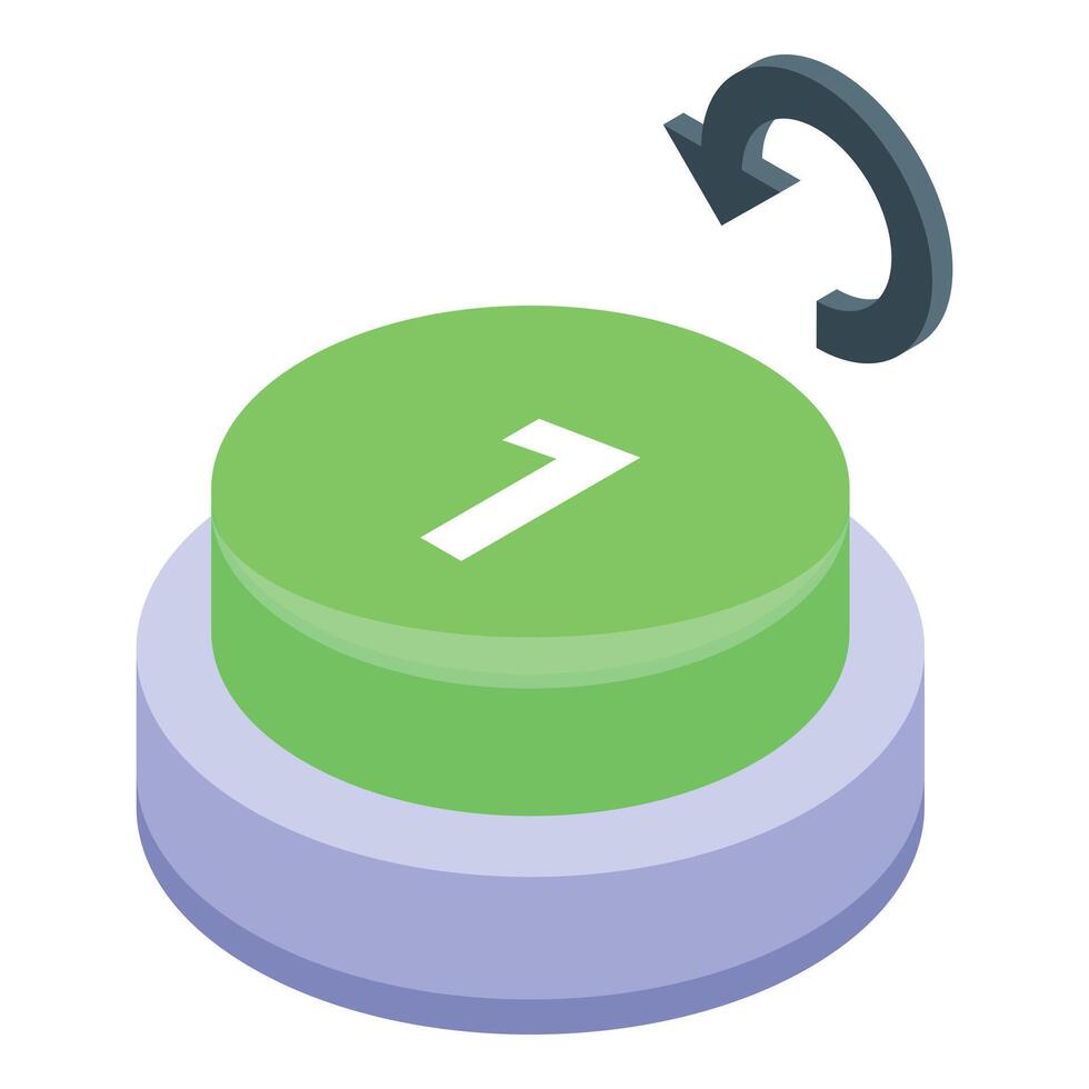 Round button showing number one with rotating arrow above it vector
