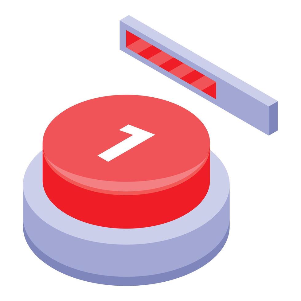 Red button with number one is getting pressed, progress bar increasing vector