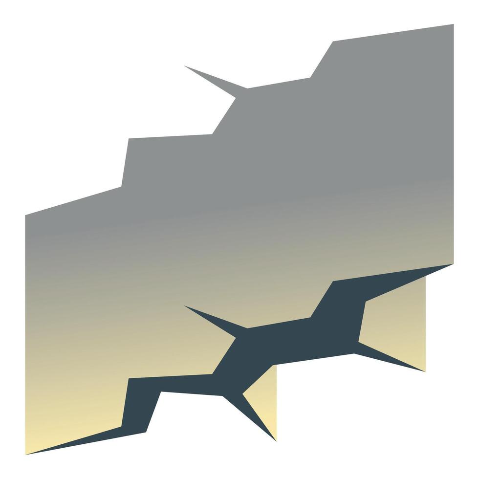 Gray surface breaking apart revealing bright yellow background vector