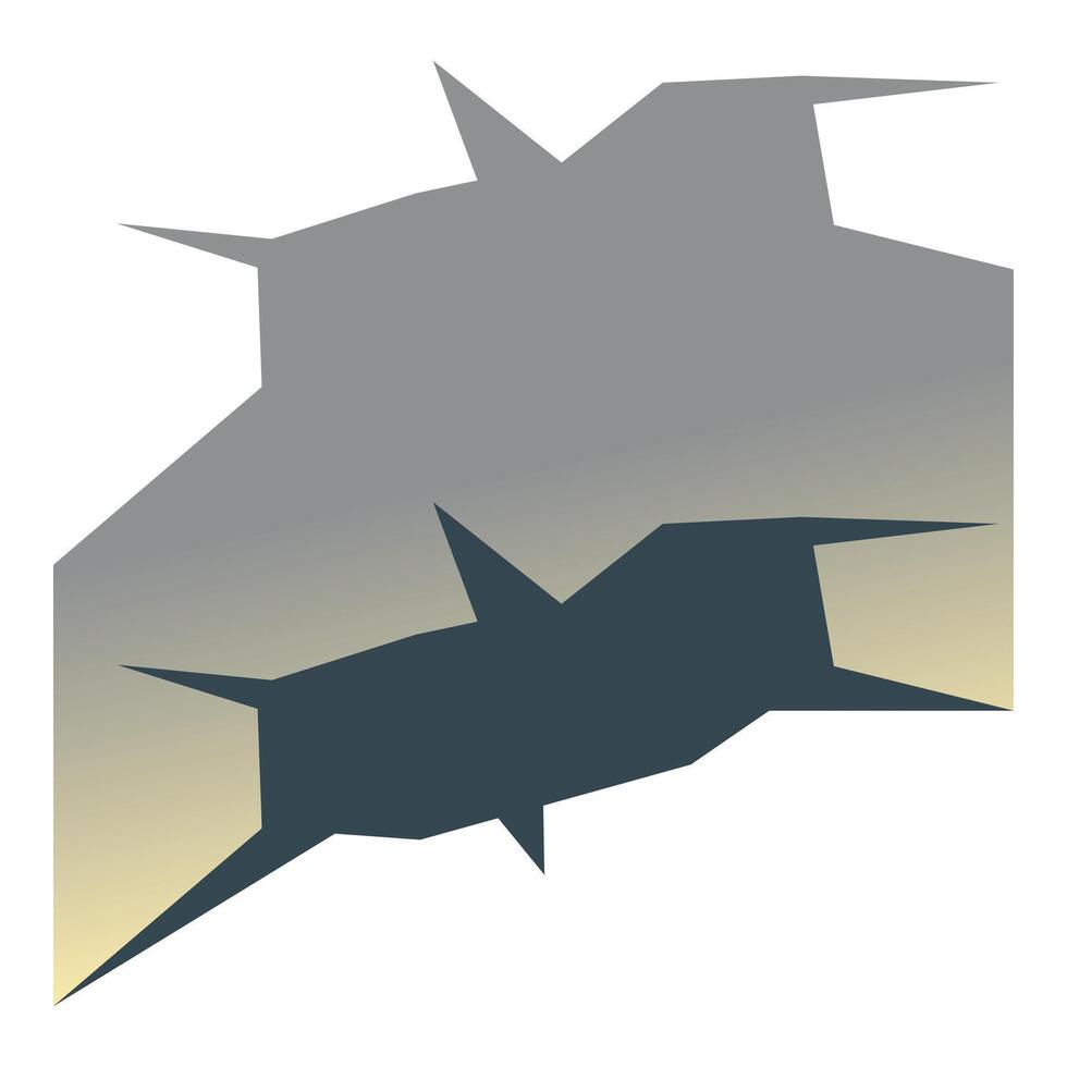 Large crack spreading across a white surface vector