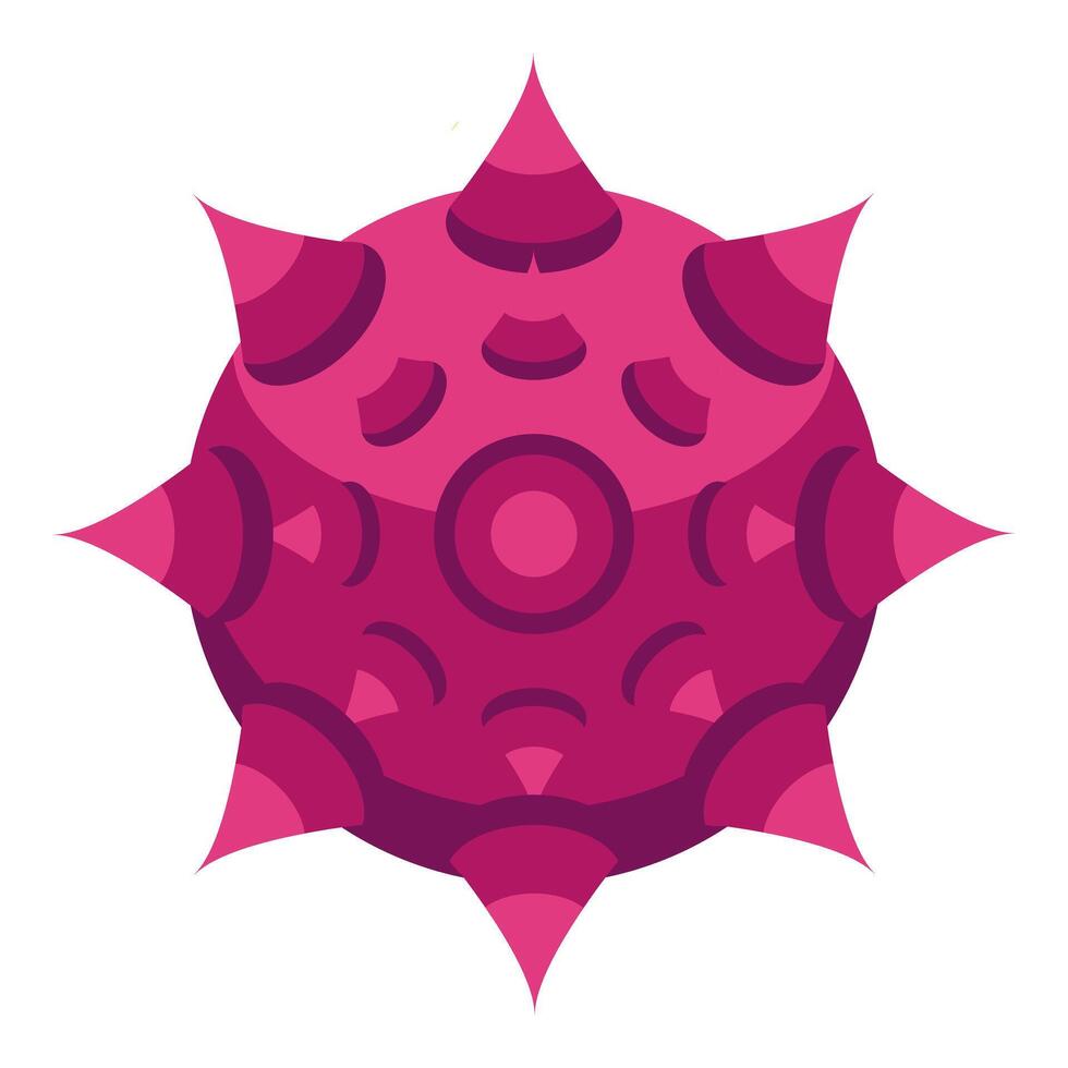 Pink spiky ball floating with geometric shapes vector