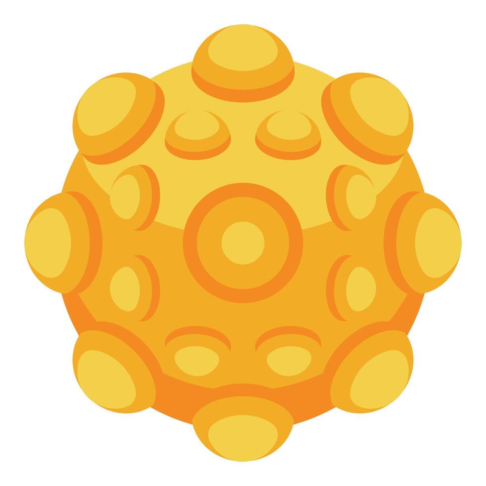Yellow planet covered with craters floating in space vector
