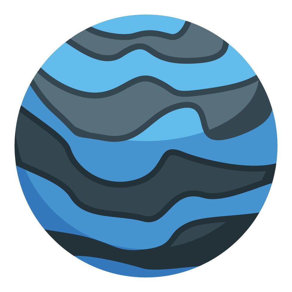 Blue planet with grey stripes floating in space illustration vector
