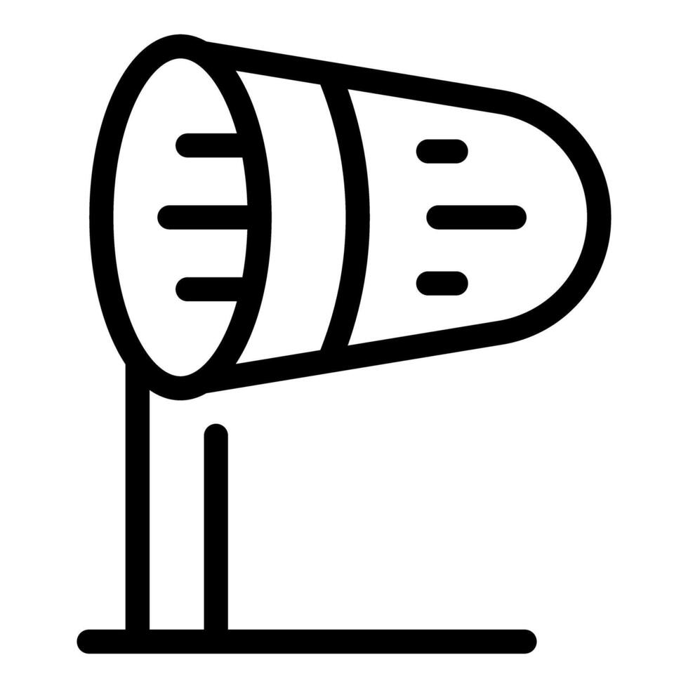 Airport windsock showing wind direction and strength vector