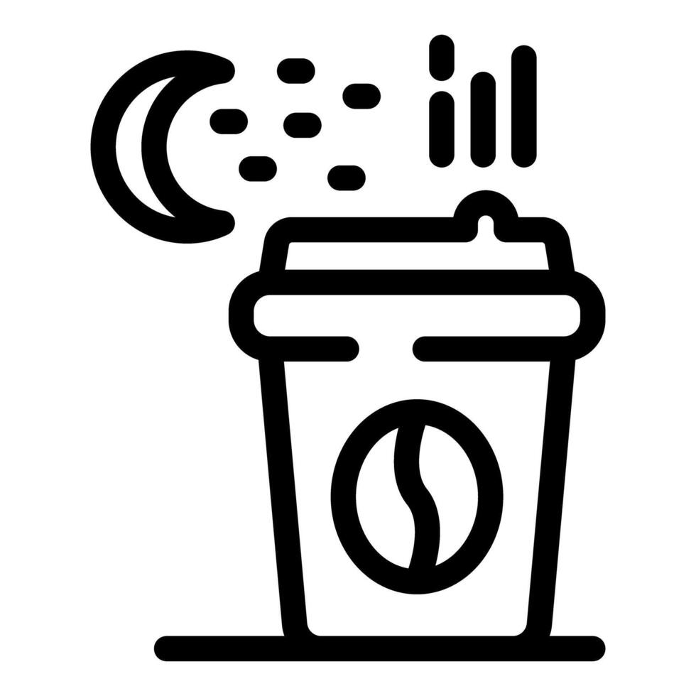 Coffee cup steaming with moon and stars depicting late night work vector