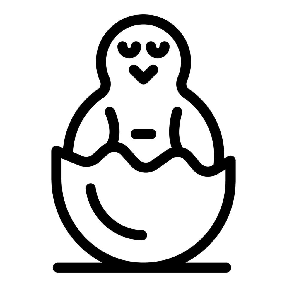 Cute bird hatching from egg icon, newborn animal concept vector