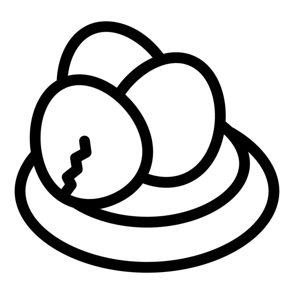 Cracked egg nestling among whole eggs in simple line art style vector