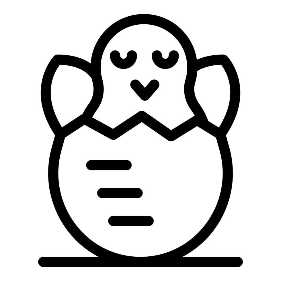 Cute bird hatchling emerging from egg cartoon icon vector