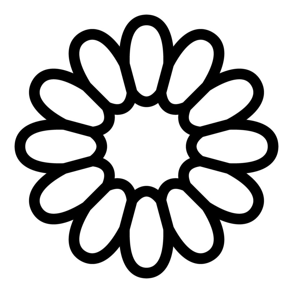 Simple black and white line art drawing of a flower vector