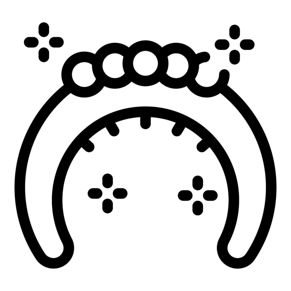 Half circle diadem with pearls shining brightly icon vector
