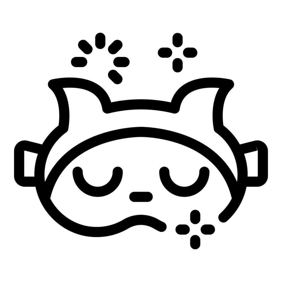 Cat sleeping mask icon depicting sleeping disorder and jet lag vector