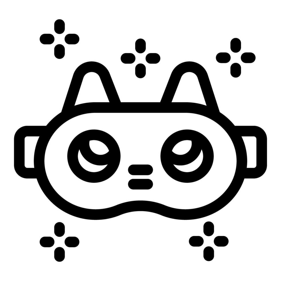 Cute cartoon cat sleeping mask icon for night time rest and relaxation vector