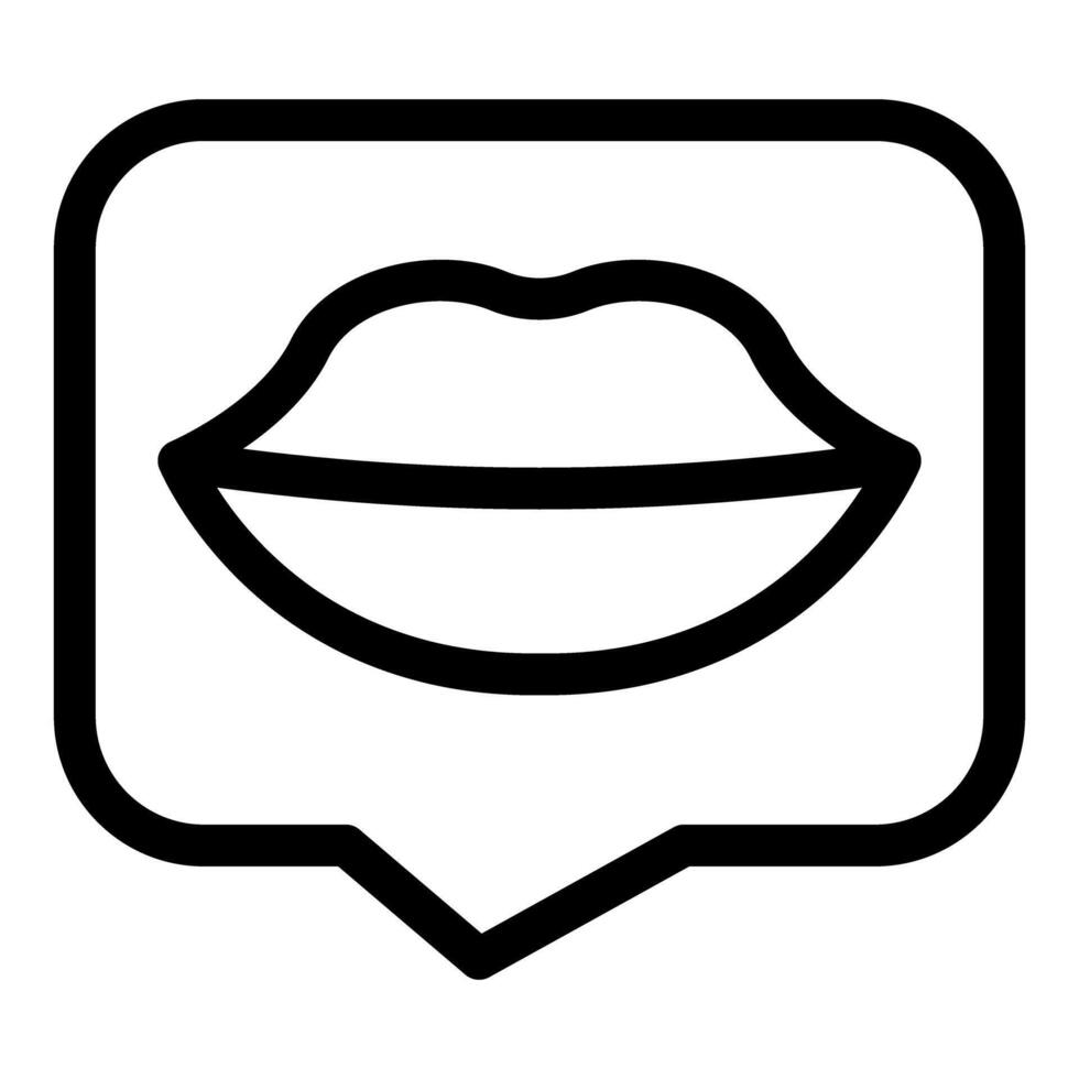 Speech bubble showing lips talking about love, kissing, gossiping vector