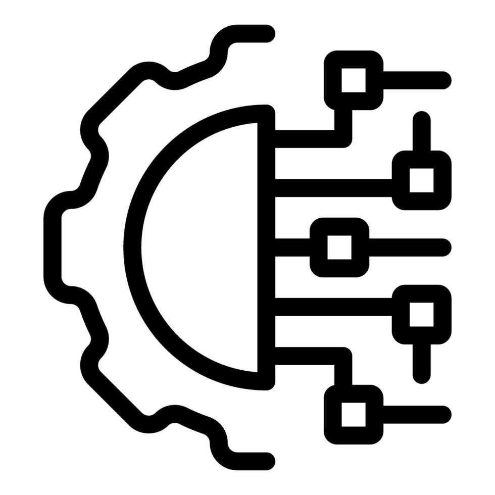 Gear connecting to digital network representing automation process vector