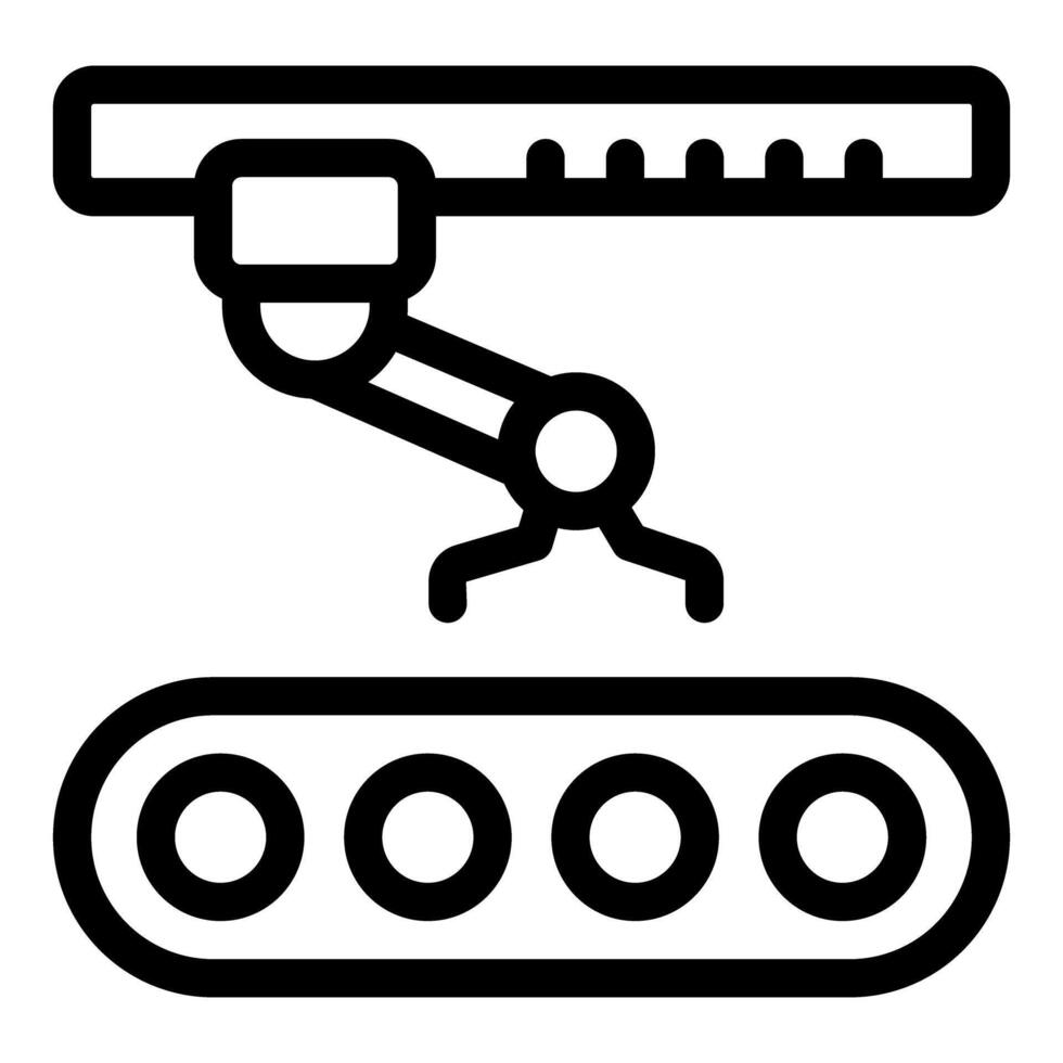 Robotic arm working on production line icon vector