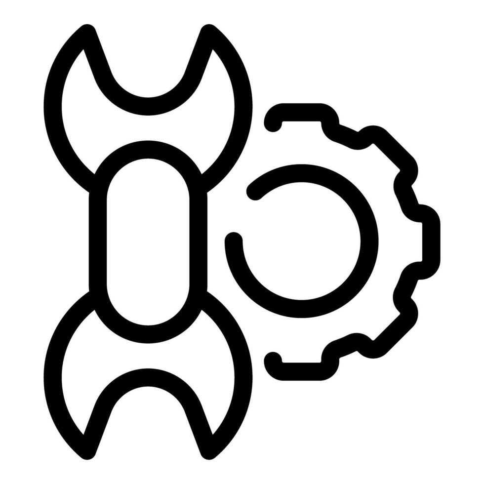 Wrench and gear representing engineering and mechanics vector