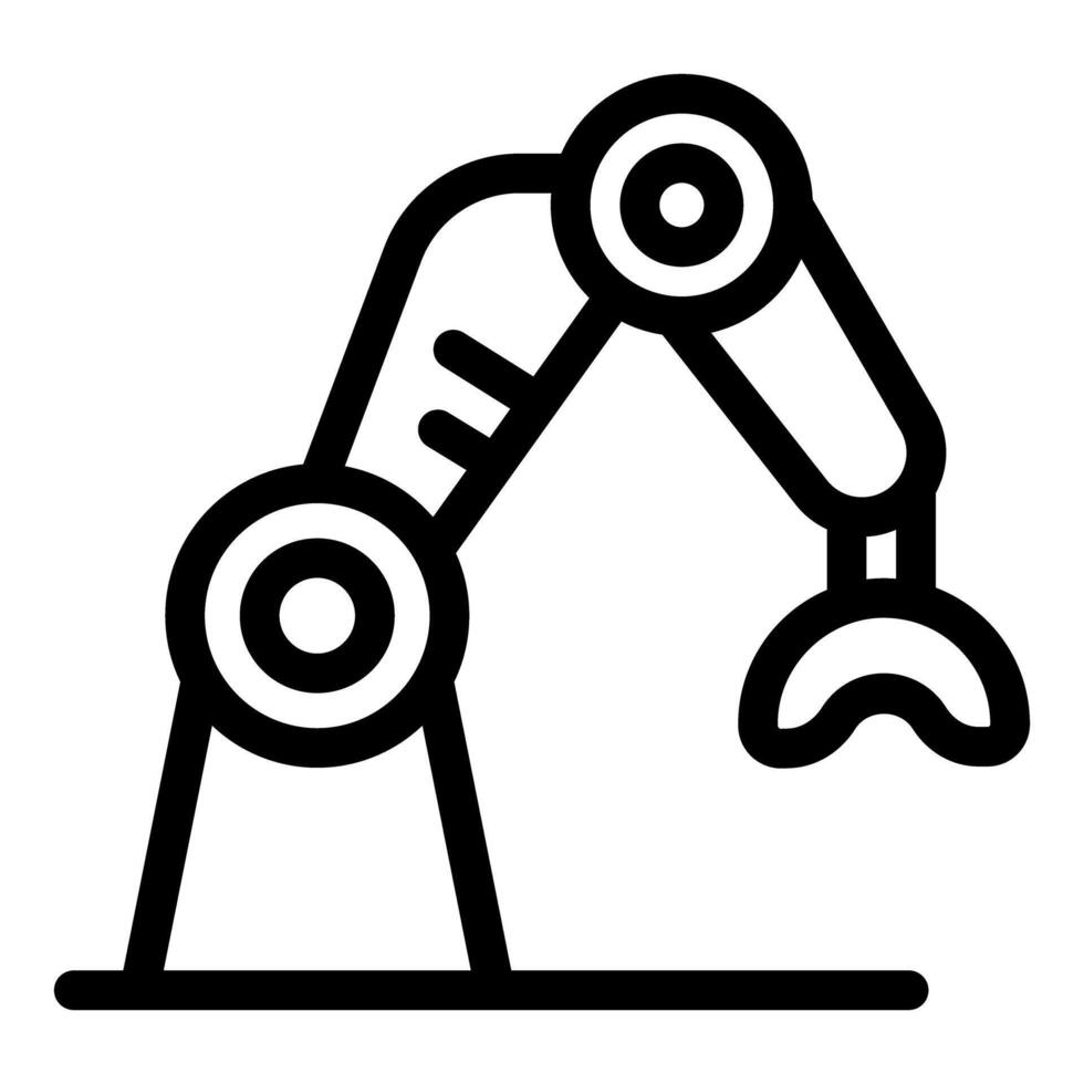 Industrial robot arm moving down in monochrome style vector